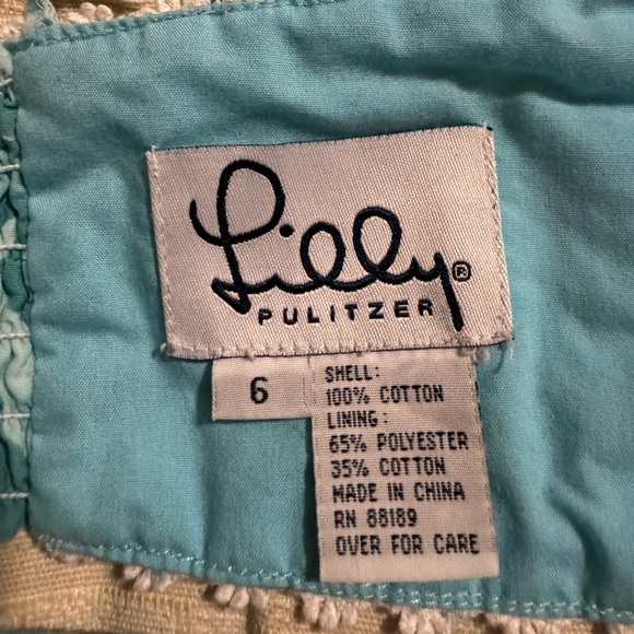 Lilly Pulitzer Turquoise and White Cropped Halter Top Size 6 - Picture 2 of 3